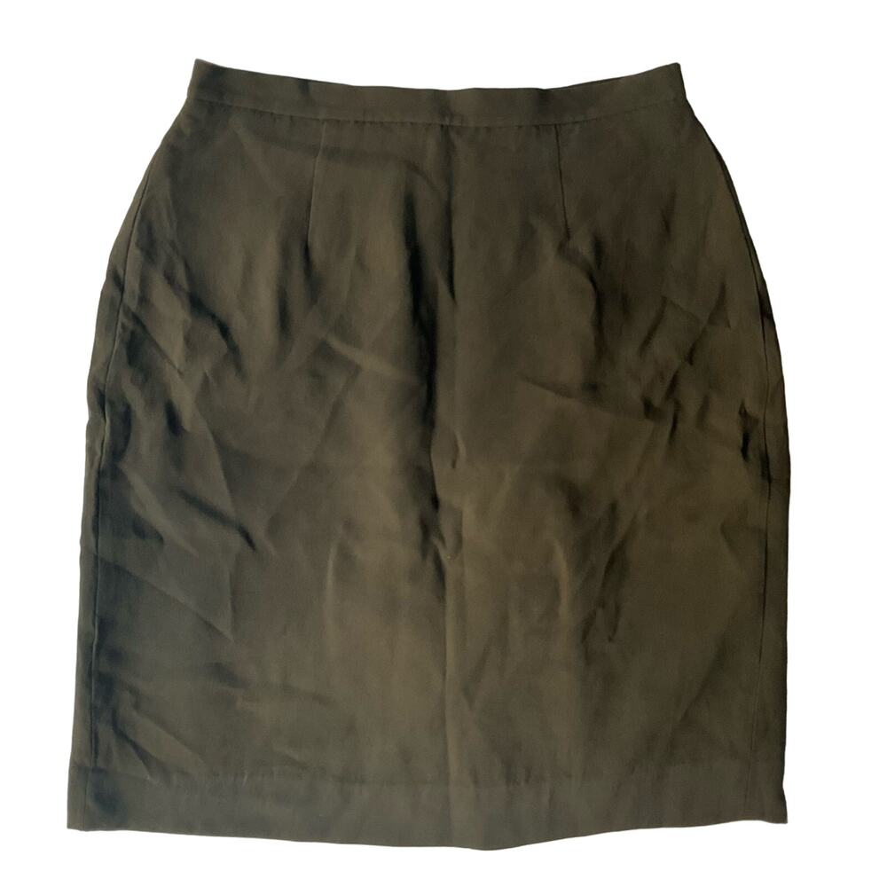 Josephine Chaus Women’s Above Knee Silk Skirt size 6, Olive Green
